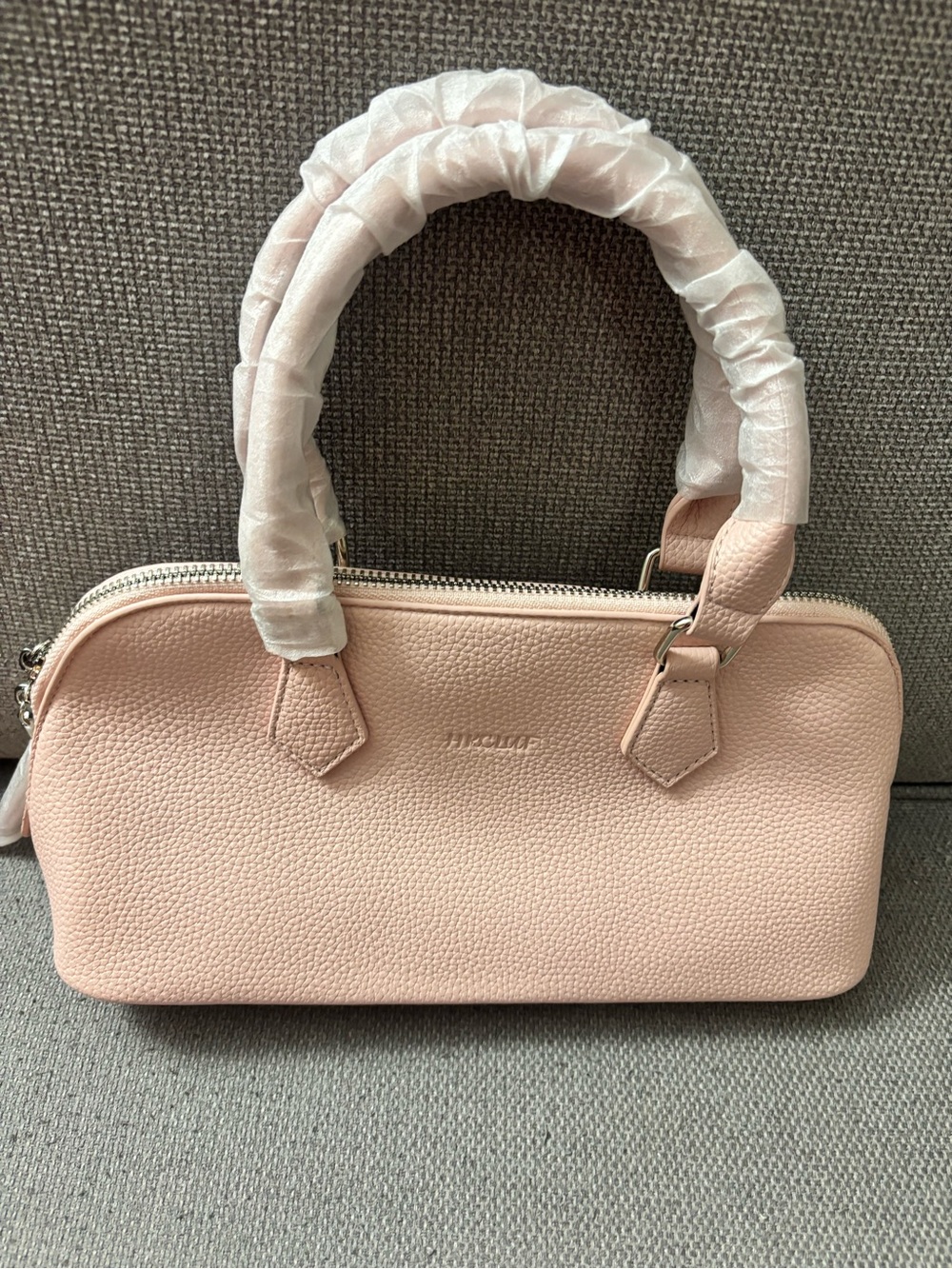 Women's Blush Pink Leather Dome Satchel Bag